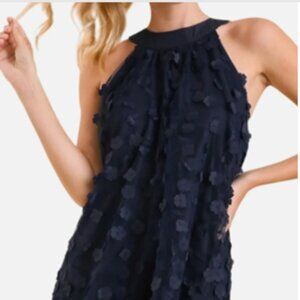 New 3D Umgee Floating Floral Shift Dress In Navy Blue - Size L